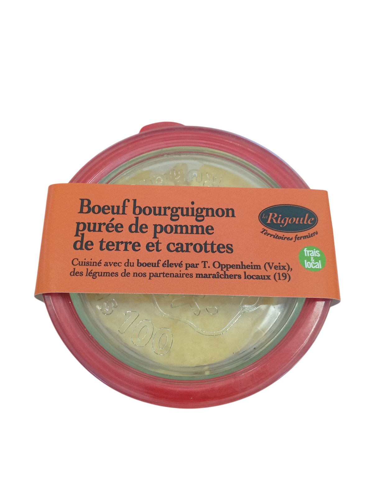 Plats cuisinés boeuf bourguignon, purée de pomme de terre et carottes